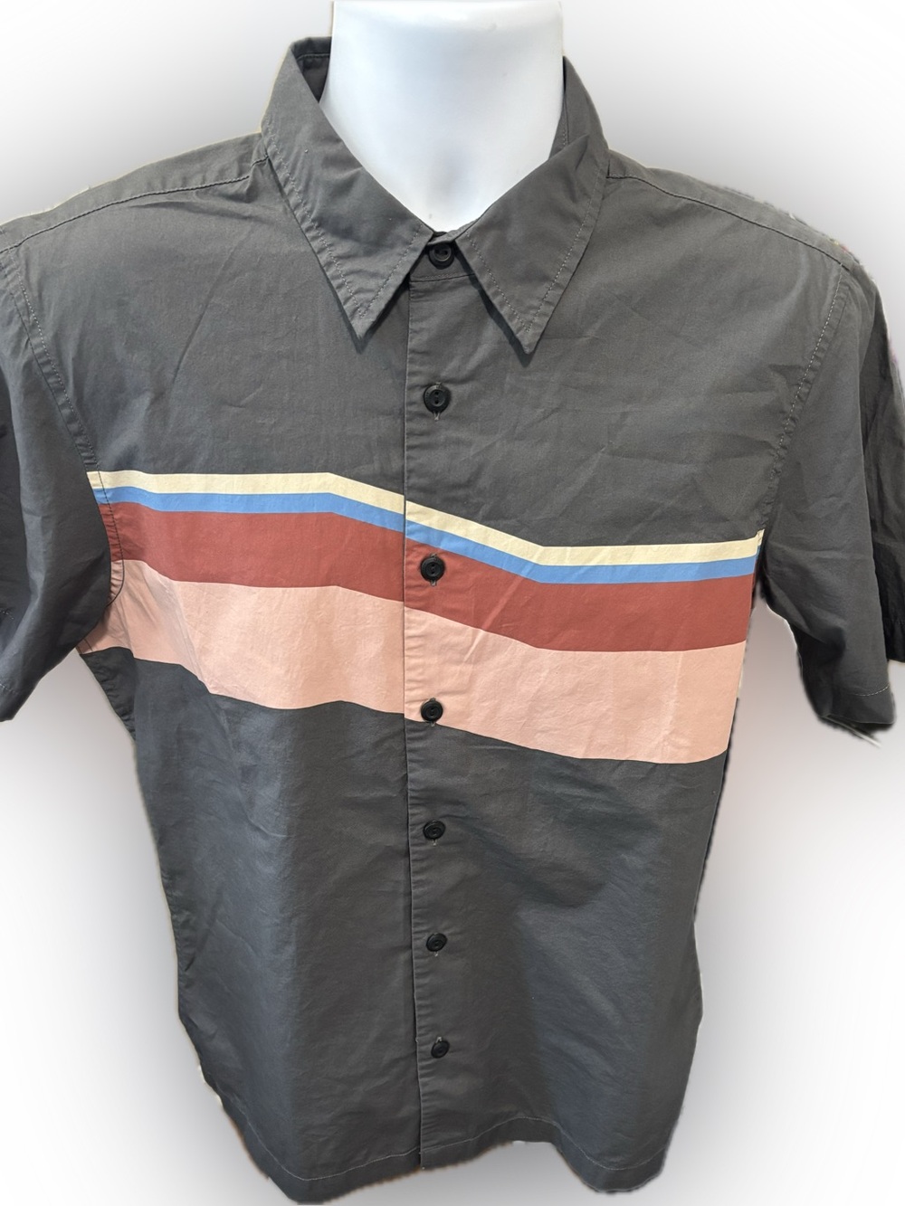 Levi’s Men’s Small Relaxed Colorblock Stripe Short Sleeve Button Up Shirt NWOT